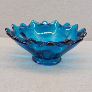 Viking Bluenique Glass 16‎ Point Double Crimped Bowl